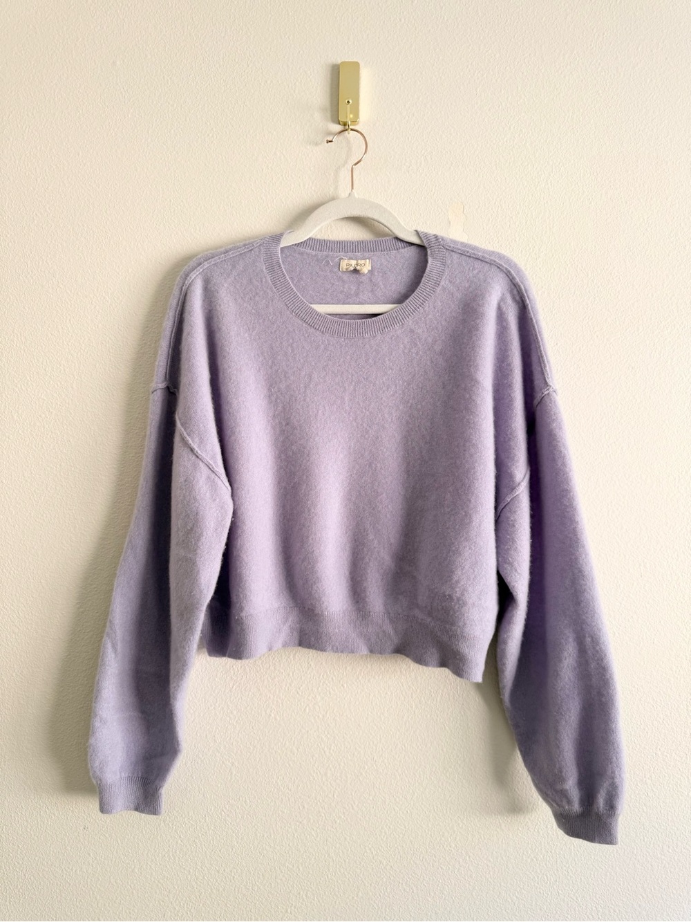 Anthropologie Pilcro Alani Cashmere Sweater Lavender Cropped Crewneck Sz M - Picture 2 of 5